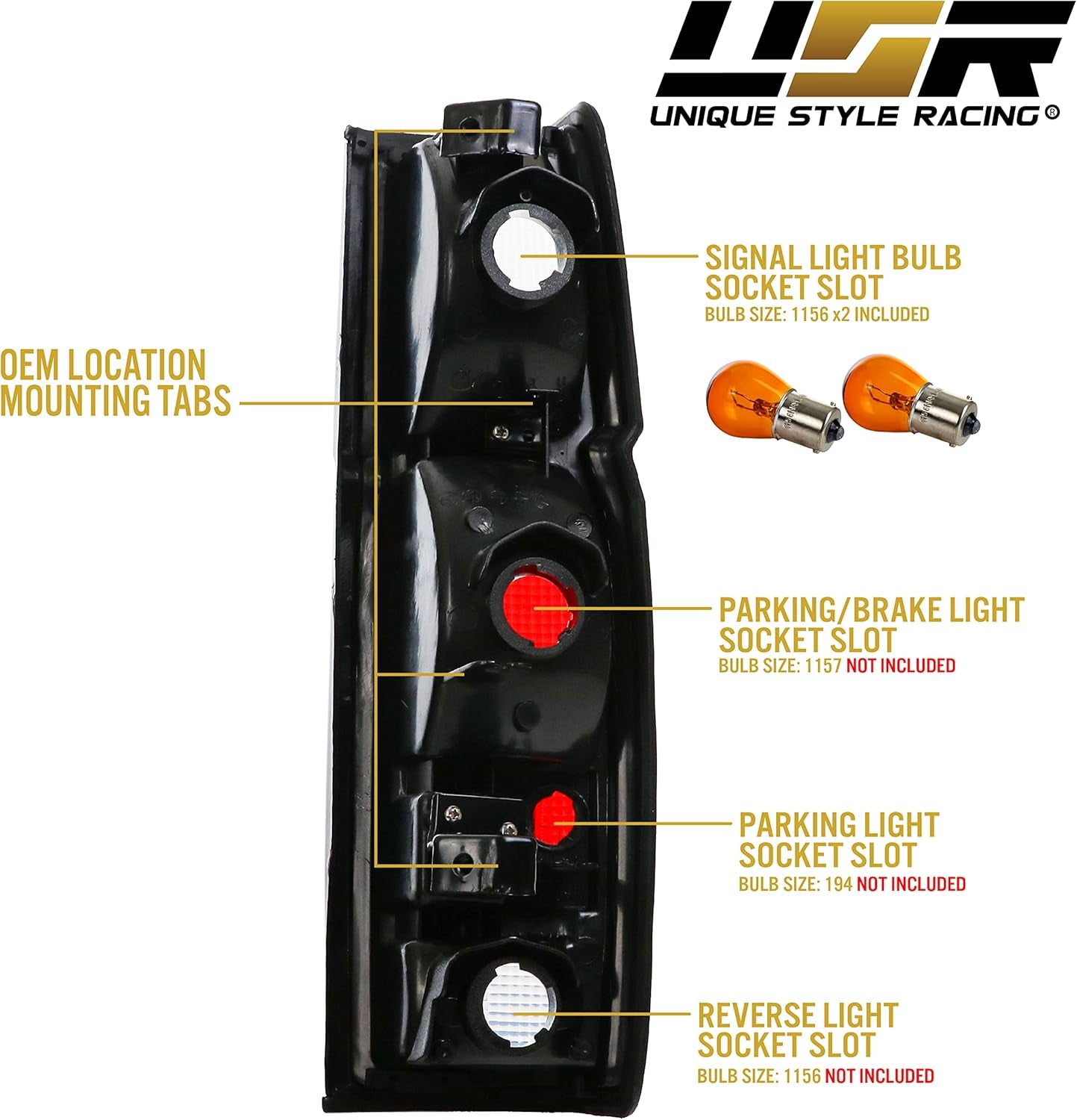 USR 86-97 Hardbody Tail Lights - Rear Tail Lamps Taillight Replacement Assembly Set (Left + Right) Compatible with 1986-1997 Nissan Hardbody D21 Pickup Truck (Red/Clear Lens)