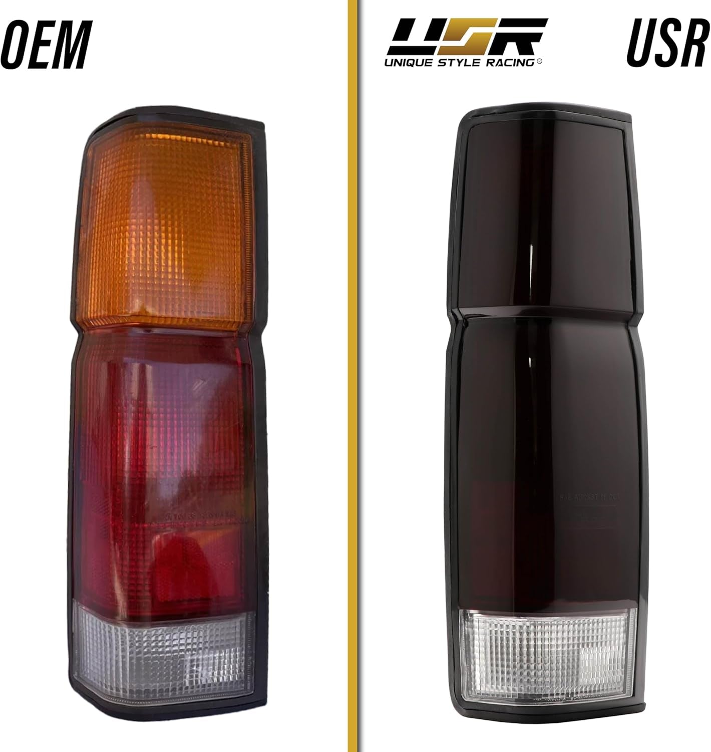 USR 86-97 Pickup Hardbody Tail Light – 2 Piece Replacement Tail Lamps (Left + Right) - Compatible with 1986-1997 Nissan Hardbody Pickup Truck All Models (Dark Cherry Red Lens and Sockets Included)