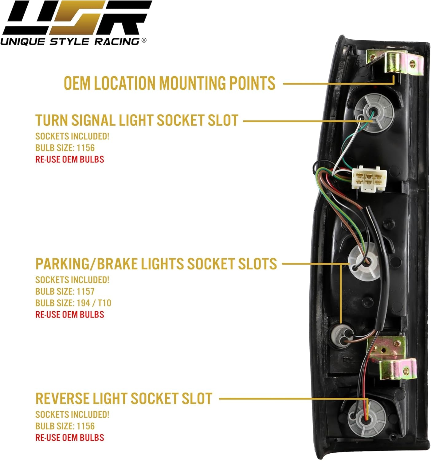 USR 86-97 Pickup Hardbody Tail Light – 2 Piece Replacement Tail Lamps (Left + Right) - Compatible with 1986-1997 Nissan Hardbody Pickup Truck All Models (Dark Cherry Red Lens and Sockets Included)