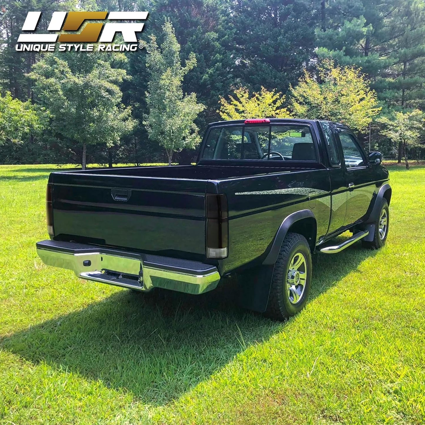 USR 86-97 Pickup Hardbody Tail Light – 2 Piece Replacement Tail Lamps (Left + Right) - Compatible with 1986-1997 Nissan Hardbody Pickup Truck All Models (Dark Cherry Red Lens and Sockets Included)