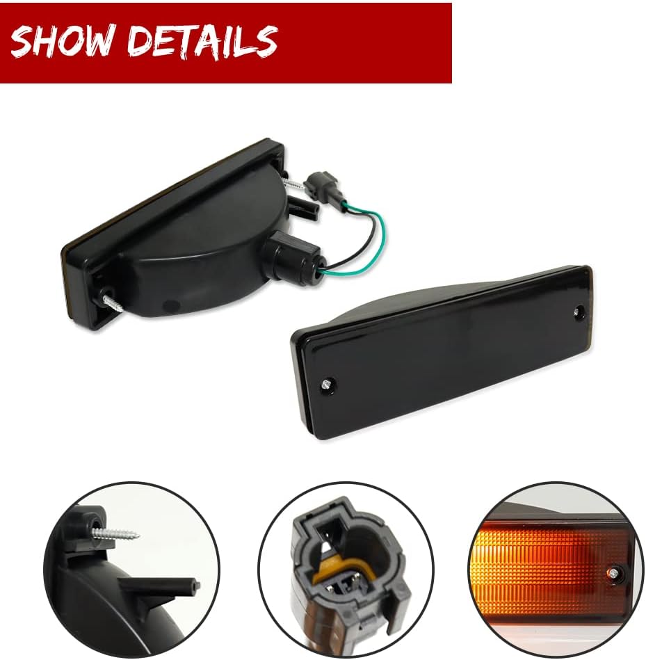 for 1988~1997 Nissan Hardbody Pickup, 1988~1995 Nissan Pathfinder Front Bumper Turn Signal Light Smoked Lens Amber Lamp