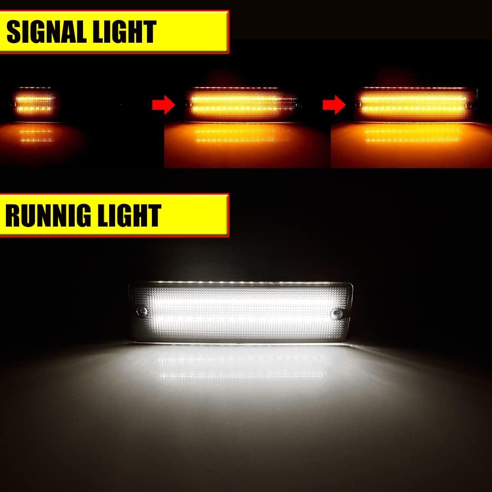 for 1988-1997 Nissan Hardbody Pickup, 1988-1995 Nissan Pathfinder Front Bumper Turn Signal DRL Daytime Running Light Smoked Lens Amber/White LED Lamp