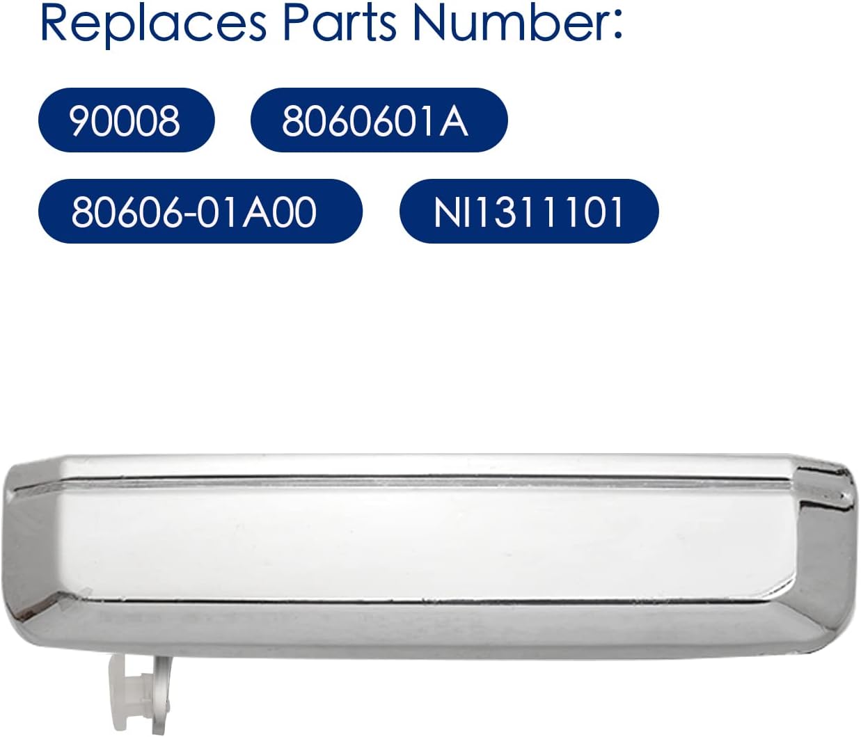 Nissan Hardbody D21 Pair of Chrome Exterior Door Handles for Nissan Hardbody D21 Pickup 1986-1994, Front Rear Driver & Passenger Side Replaces# 90008, 90009