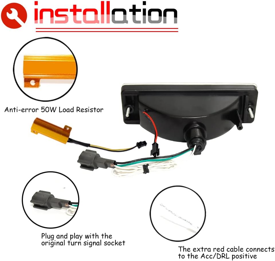 for 1988-1997 Nissan Hardbody Pickup, 1988-1995 Nissan Pathfinder Front Bumper Turn Signal DRL Daytime Running Light Smoked Lens Amber/White LED Lamp
