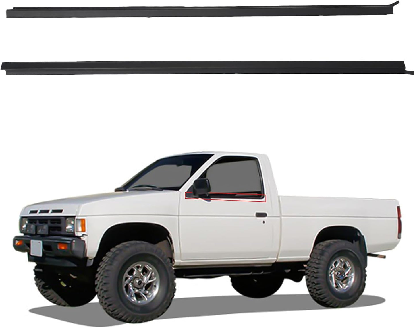 Pickup D21 Hardbody 2 Pcs Black Car Outer Door Window Moulding Trim Weatherstrip Seal Belt Compatible with Nissan Vehicle 1986-1994 Pickup D21 Hardbody, Replace#80820-01G00, 80821-01G00