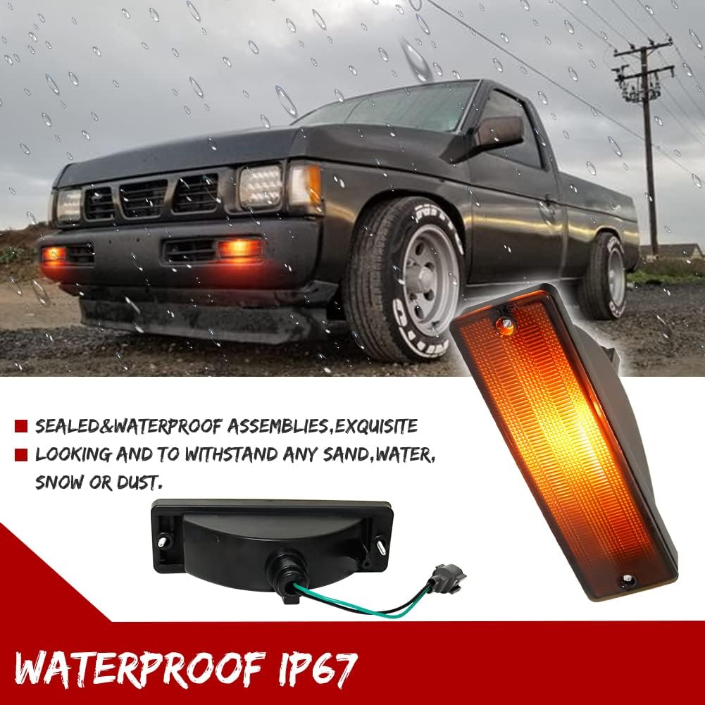 for 1988~1997 Nissan Hardbody Pickup, 1988~1995 Nissan Pathfinder Front Bumper Turn Signal Light Smoked Lens Amber Lamp