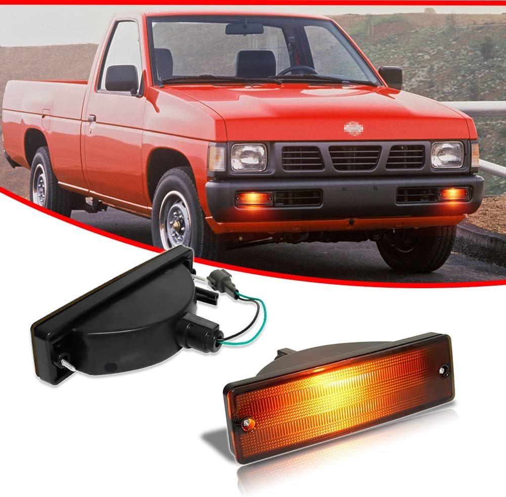 for 1988~1997 Nissan Hardbody Pickup, 1988~1995 Nissan Pathfinder Front Bumper Turn Signal Light Smoked Lens Amber Lamp