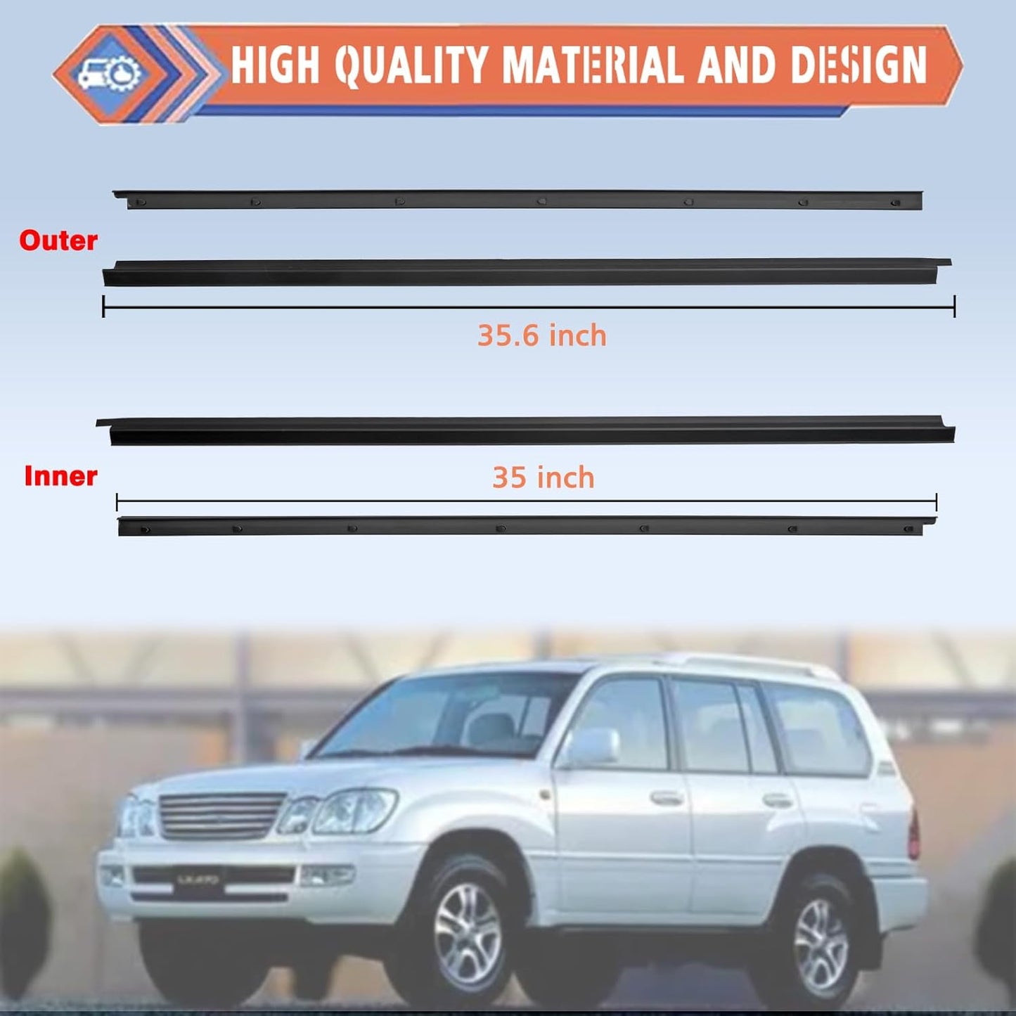 Pickup D21 Hardbody 4 Pcs Black Car Outer & Inner Door Window Moulding Trim Weatherstrip Seal Belt Compatible with Nissan Vehicle 1986-1994 Pickup D21 Hardbody, Replace#80820-01G00 80821-01G00 80834-01G00 80835-01G00