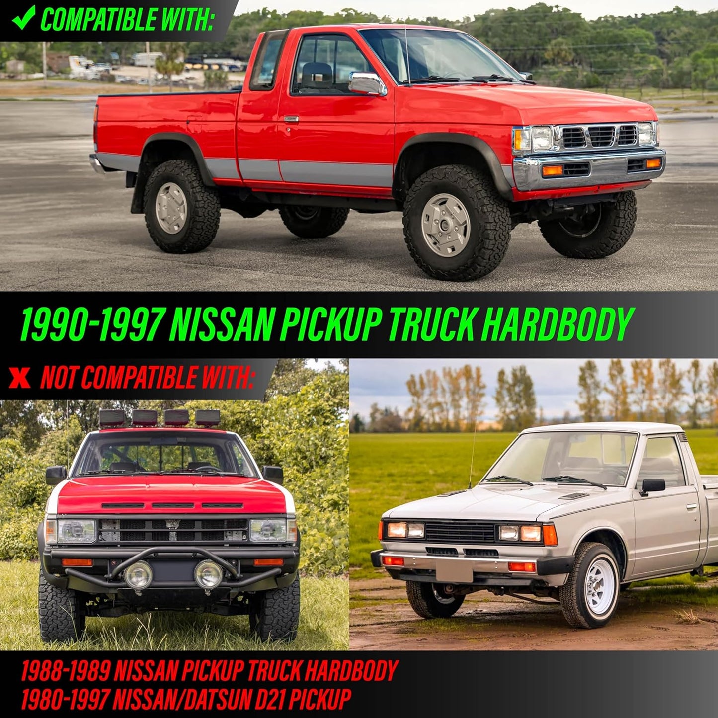 USR 90-97 Hardbody Pickup Corner Light – CLEAR Corner Lamps (Left + Right) Pair - Compatible with 1990-1997 Nissan Pick up Hardbody Truck All Models (CLEAR CORNER LAMPS W/Sockets & BULBS - Plug&Play)