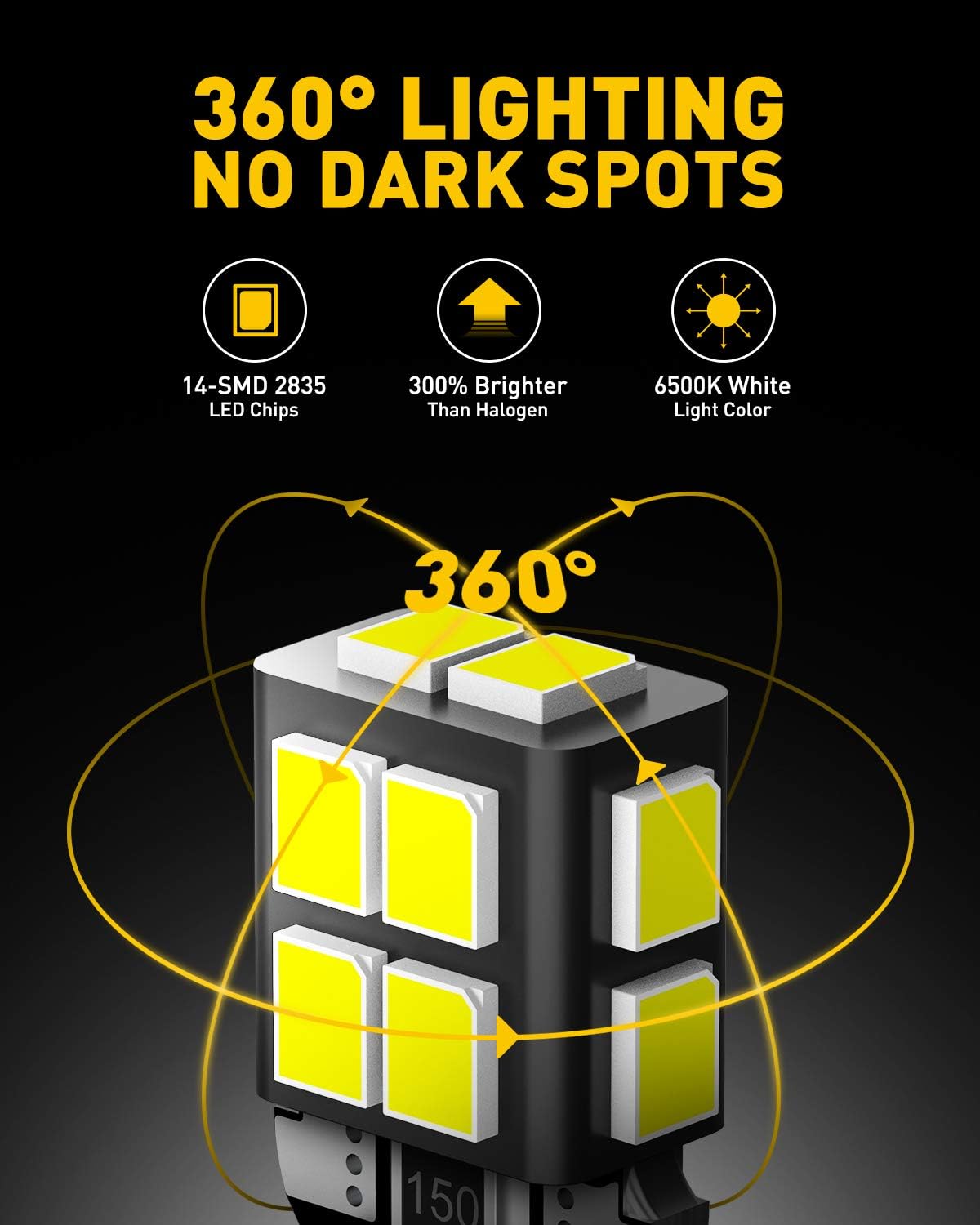 Nissan D21 License Plate 194 LED Bulb 6000K White 168 2825 W5W T10 Wedge 14-SMD Interior Car Bulbs Replacement for Dome Map Door Courtesy Trunk Parking License Plate Lights, 10 PCS
