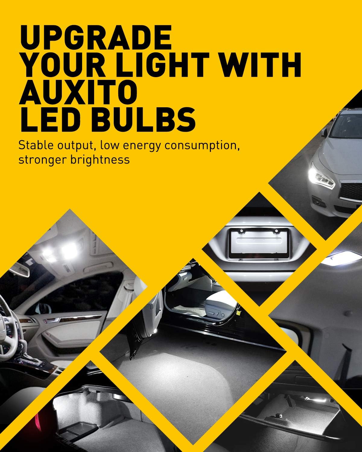 Nissan D21 License Plate 194 LED Bulb 6000K White 168 2825 W5W T10 Wedge 14-SMD Interior Car Bulbs Replacement for Dome Map Door Courtesy Trunk Parking License Plate Lights, 10 PCS