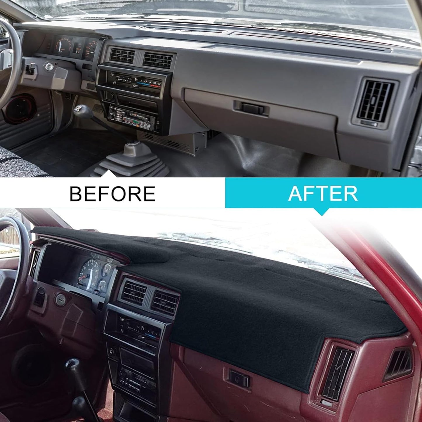 Nissan D21 Dashboard Cover Dash Cover Mat Pad Custom Fit for Nissan Pathfinder D21 Hardbody Pickup Truck 1986 1987 1988 1989 1990 1991 1992 1993 (Black)