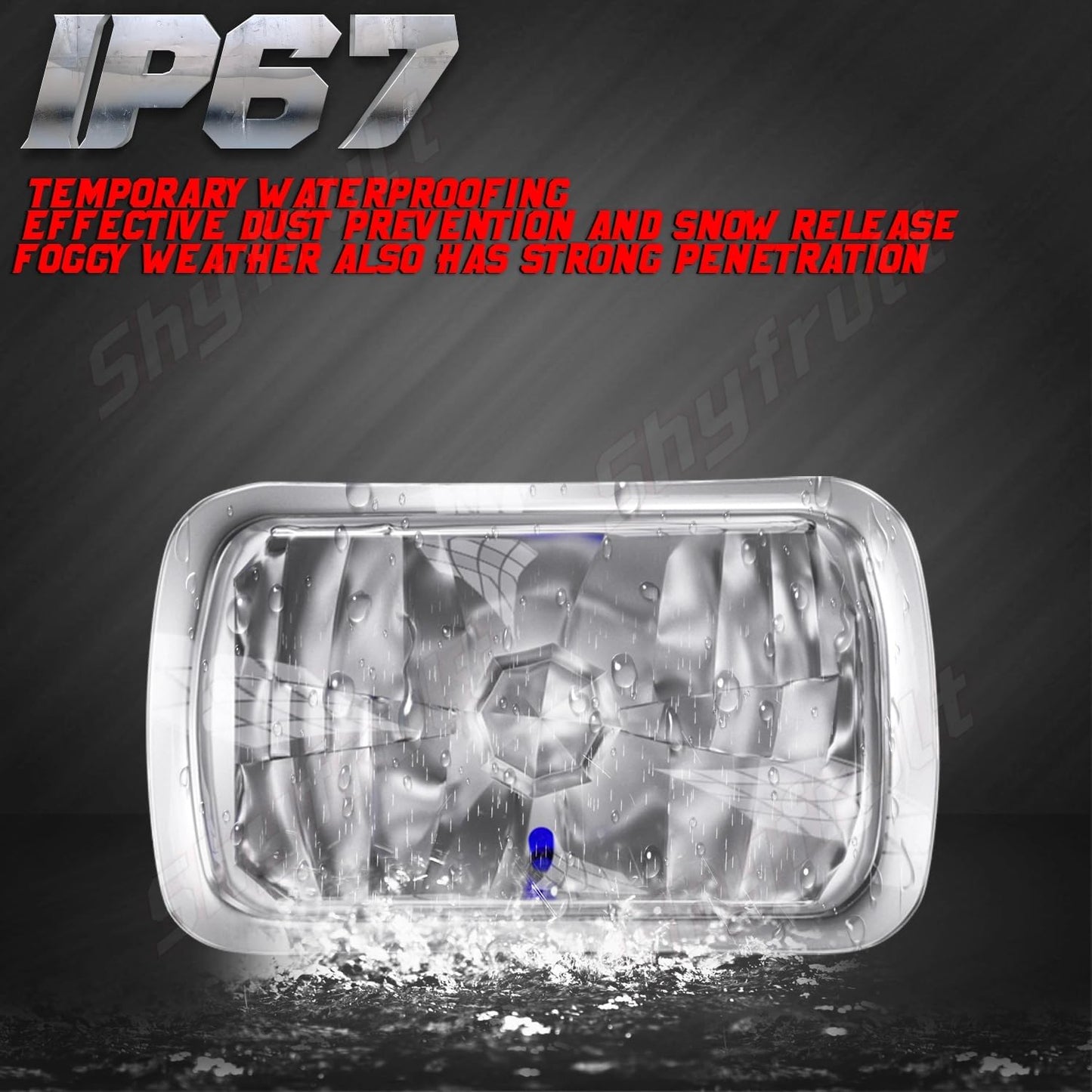Pair 7X6" 5X7" LED High/Low Beam for 1995-1997 Nissan Pickup Hardbody,5X7 7X6 Inch Diamond Crystal Clear Semi Sealed Beam Glass Lens Housing Headlights,H4 LED Bulbs,6000K Cool White