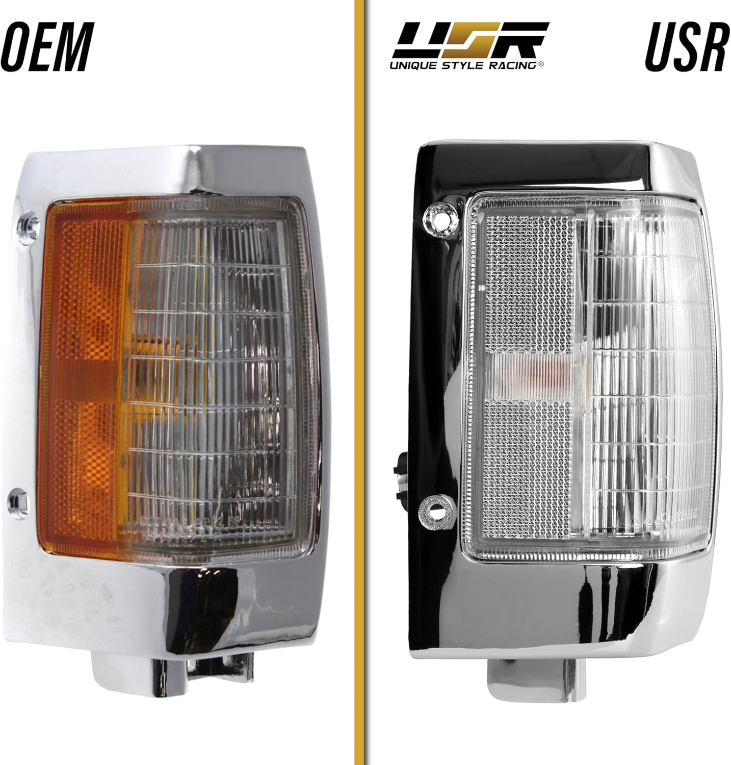 USR 90-97 Hardbody Pickup Corner Light – CLEAR Corner Lamps (Left + Right) Pair - Compatible with 1990-1997 Nissan Pick up Hardbody Truck All Models (CLEAR CORNER LAMPS W/Sockets & BULBS - Plug&Play)