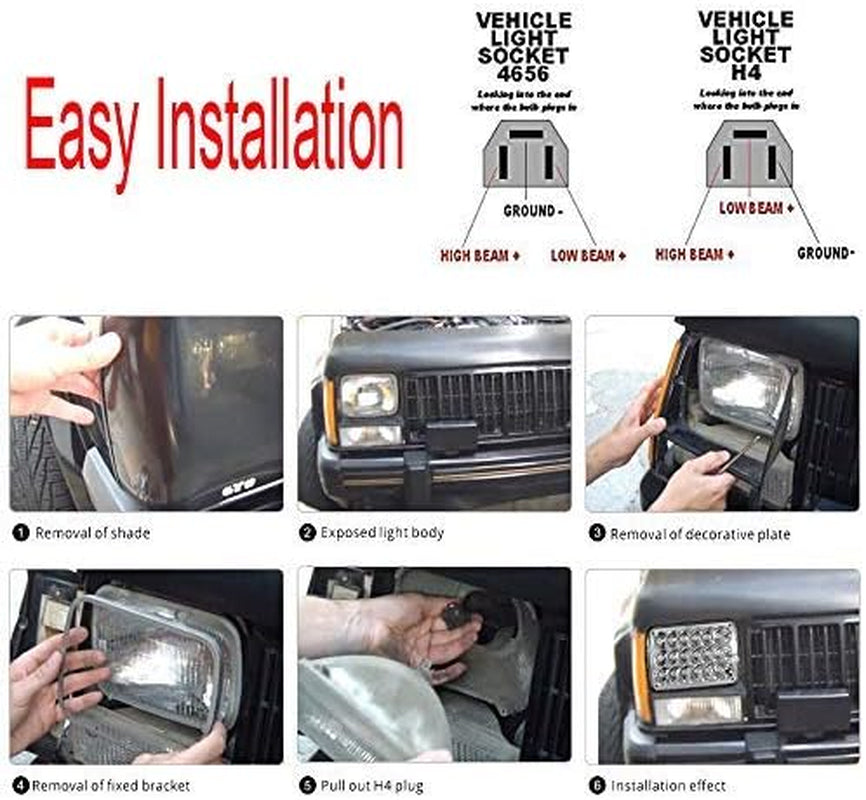 DOT Approved Super Bright Pair 5X7'' 7X6''Inch Headlights Hi-Lo Beam Compatible with Nissan Pickup Hardbody 240SX D21 NX