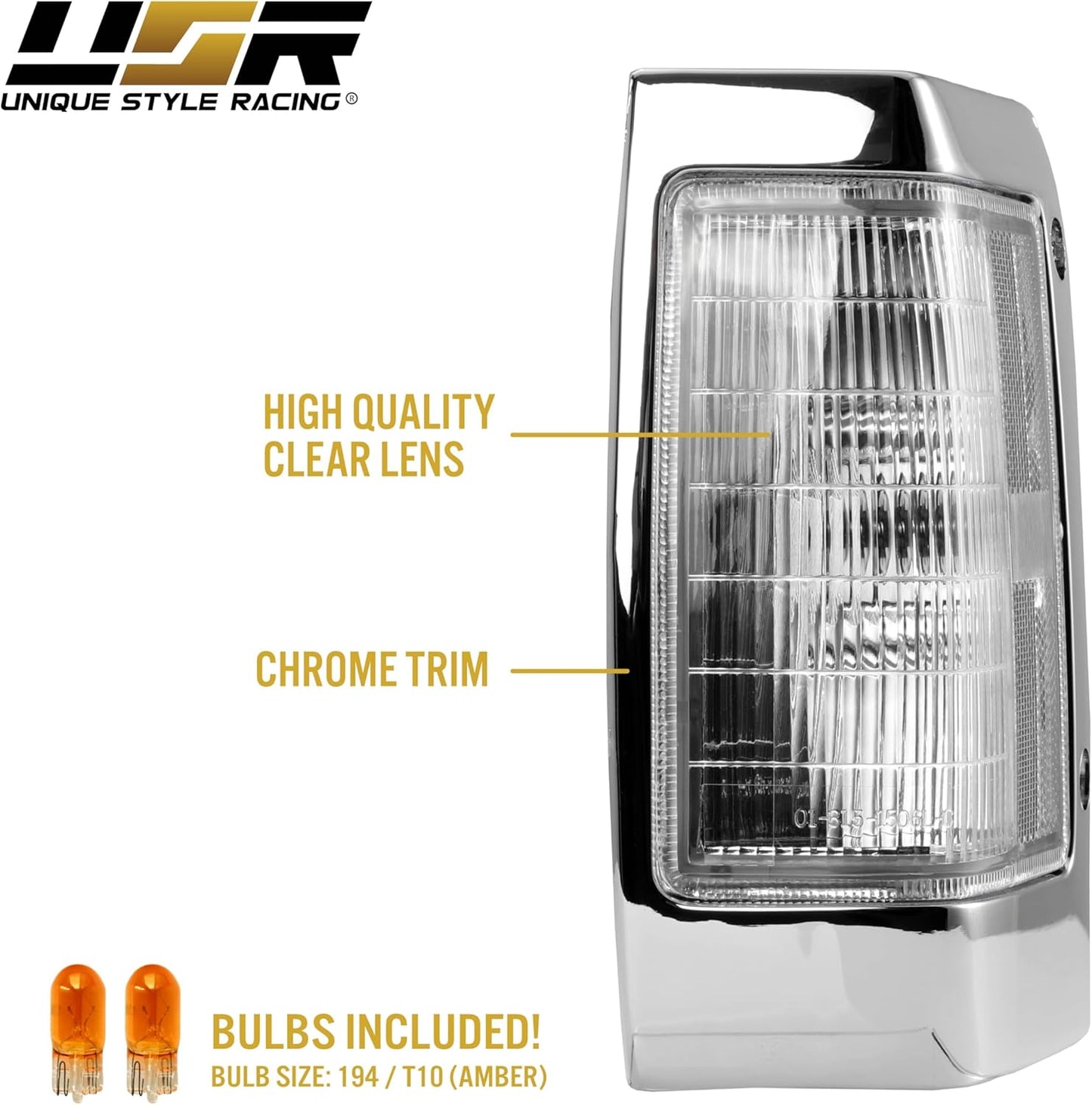 USR 90-97 Hardbody Pickup Corner Light – CLEAR Corner Lamps (Left + Right) Pair - Compatible with 1990-1997 Nissan Pick up Hardbody Truck All Models (CLEAR CORNER LAMPS W/Sockets & BULBS - Plug&Play)