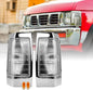 USR 90-97 Hardbody Pickup Corner Light – CLEAR Corner Lamps (Left + Right) Pair - Compatible with 1990-1997 Nissan Pick up Hardbody Truck All Models (CLEAR CORNER LAMPS W/Sockets & BULBS - Plug&Play)