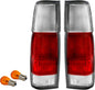 USR 86-97 Hardbody Tail Lights - Rear Tail Lamps Taillight Replacement Assembly Set (Left + Right) Compatible with 1986-1997 Nissan Hardbody D21 Pickup Truck (Red/Clear Lens)