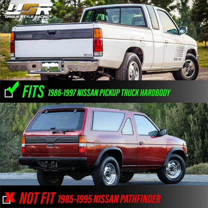 USR 86-97 Hardbody Tail Lights - Rear Tail Lamps Taillight Replacement Assembly Set (Left + Right) Compatible with 1986-1997 Nissan Hardbody D21 Pickup Truck (Red/Clear Lens)
