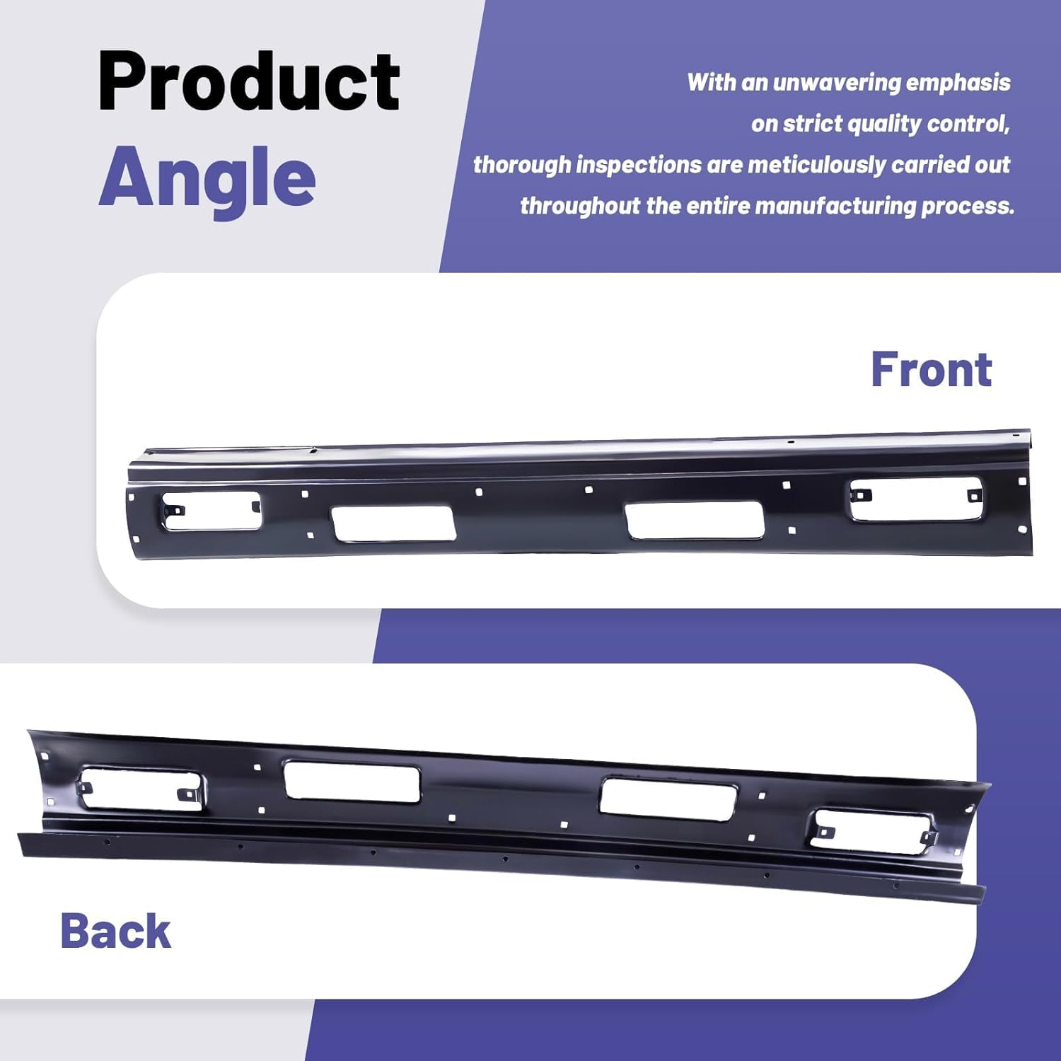 Nissan D21 Front Bumper Face Bar Compatible with NISSAN D21 Hardbody 1986-1992, Pathfinder 1987-1992 (Black without Top Pad Holes)