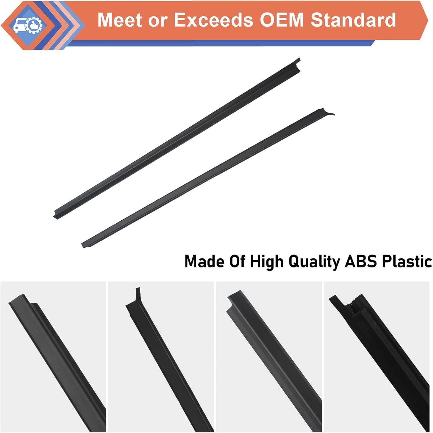 Pickup D21 Hardbody 2 Pcs Black Car Outer Door Window Moulding Trim Weatherstrip Seal Belt Compatible with Nissan Vehicle 1986-1994 Pickup D21 Hardbody, Replace#80820-01G00, 80821-01G00