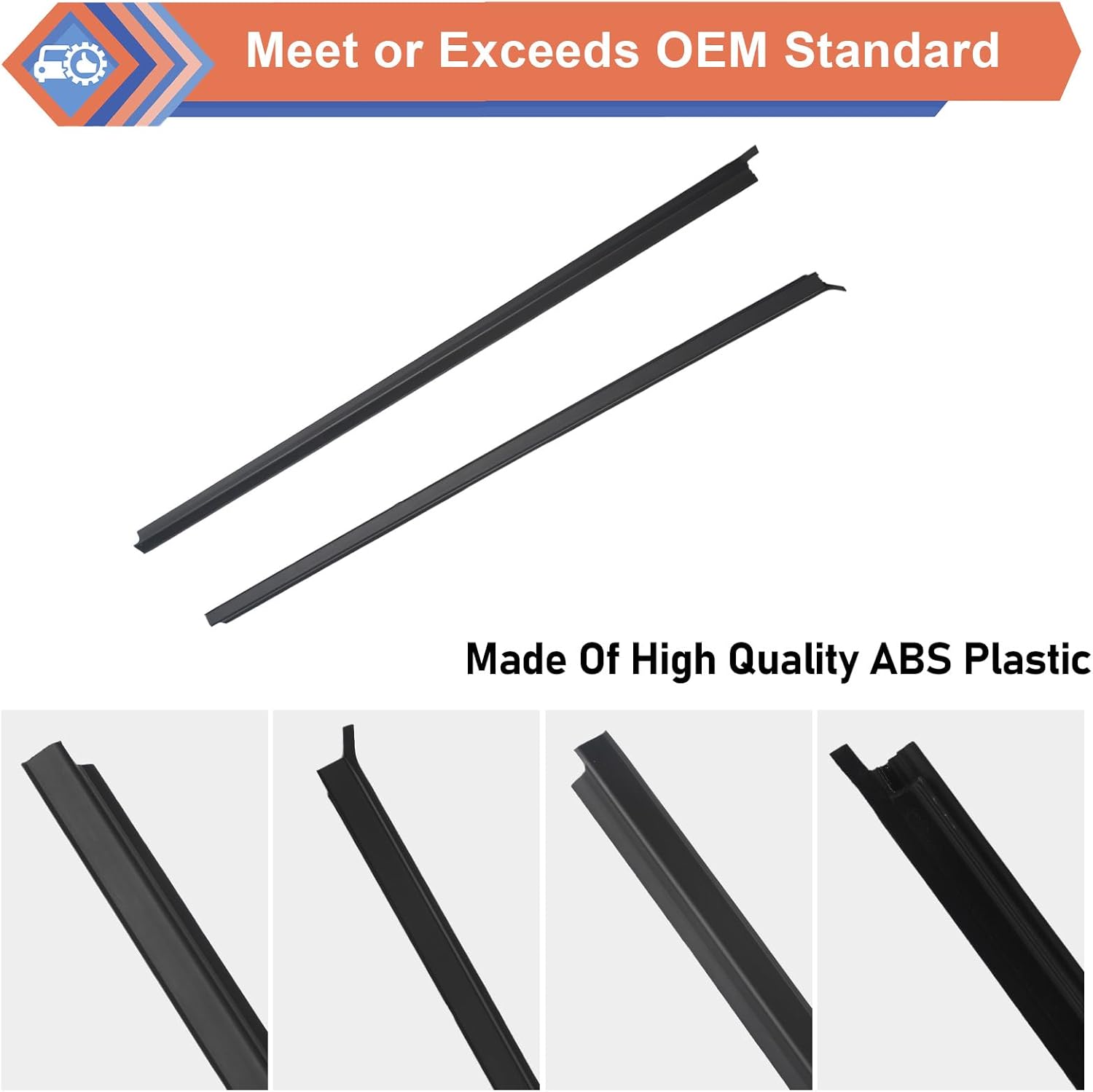 Pickup D21 Hardbody 2 Pcs Black Car Outer Door Window Moulding Trim Weatherstrip Seal Belt Compatible with Nissan Vehicle 1986-1994 Pickup D21 Hardbody, Replace#80820-01G00, 80821-01G00