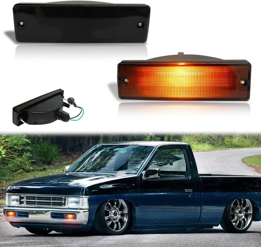 for 1988~1997 Nissan Hardbody Pickup, 1988~1995 Nissan Pathfinder Front Bumper Turn Signal Light Smoked Lens Amber Lamp