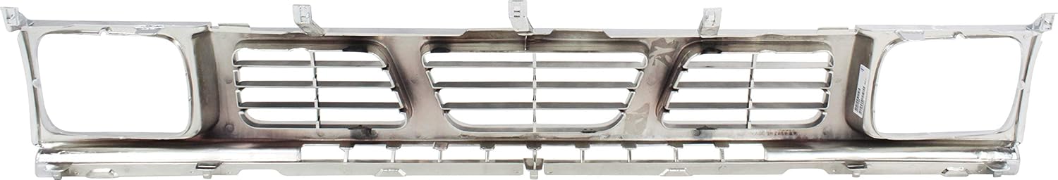 Nissan D21 Grille Assembly Compatible with 1993-1994 Nissan D21, Fits 1995-1997 Nissan Pickup Chrome Shell with Gray Insert