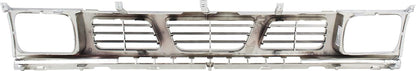 Nissan D21 Grille Assembly Compatible with 1993-1994 Nissan D21, Fits 1995-1997 Nissan Pickup Chrome Shell with Gray Insert