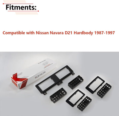Nissan D21Dashboard Heater Air Vent Grille Set Compatible with Nissan Navara D21 Hardbody Pickup 1986 to 1997 Year, Black Color