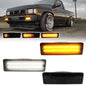 for 1988-1997 Nissan Hardbody Pickup, 1988-1995 Nissan Pathfinder Front Bumper Turn Signal DRL Daytime Running Light Smoked Lens Amber/White LED Lamp