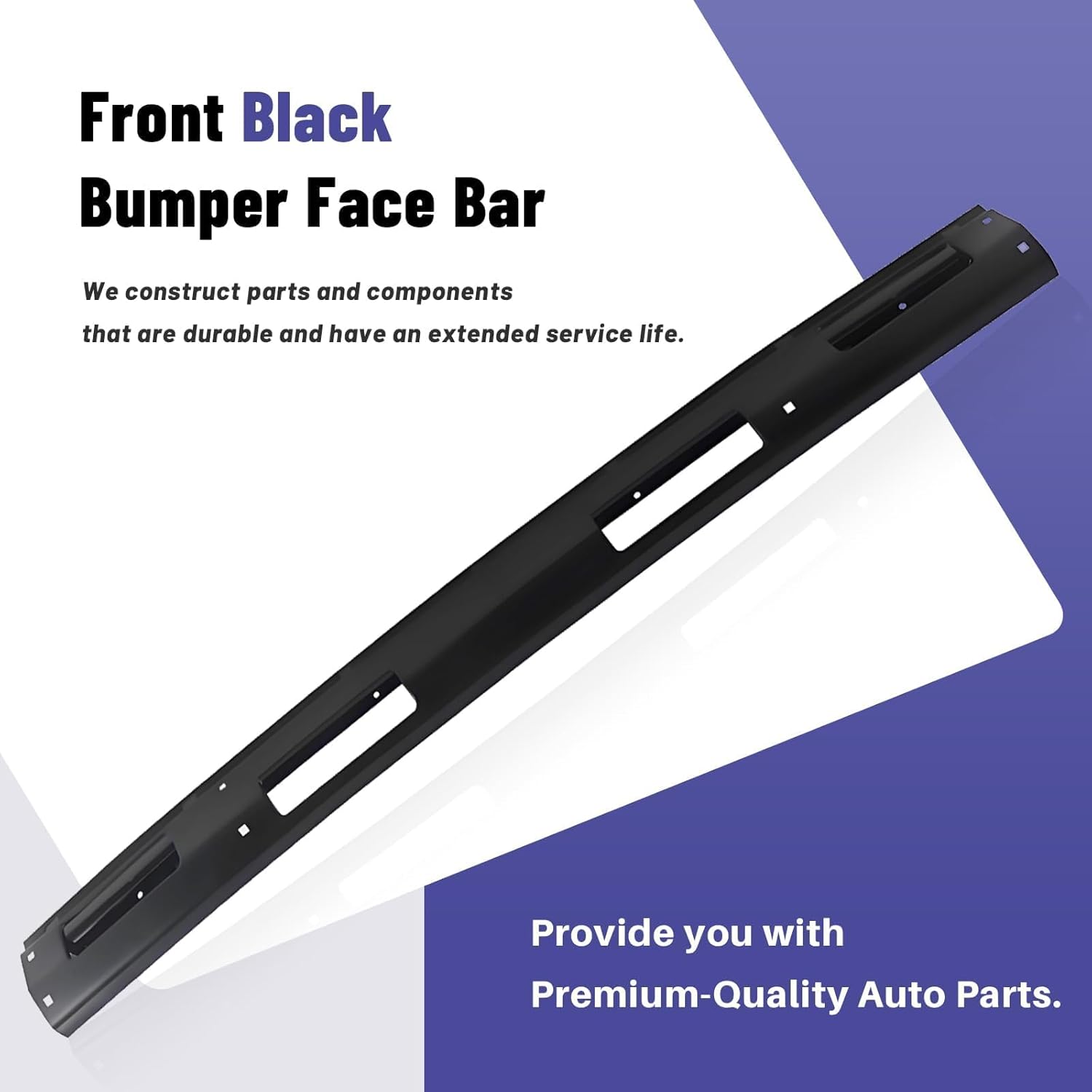 Nissan D21 Front Bumper Face Bar Compatible with NISSAN D21 Hardbody 1986-1992, Pathfinder 1987-1992 (Black without Top Pad Holes)