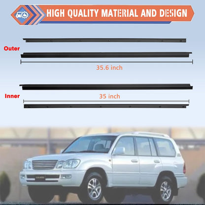 Pickup D21 Hardbody 4 Pcs Black Car Outer & Inner Door Window Moulding Trim Weatherstrip Seal Belt Compatible with Nissan Vehicle 1986-1994 Pickup D21 Hardbody, Replace#80820-01G00 80821-01G00 80834-01G00 80835-01G00