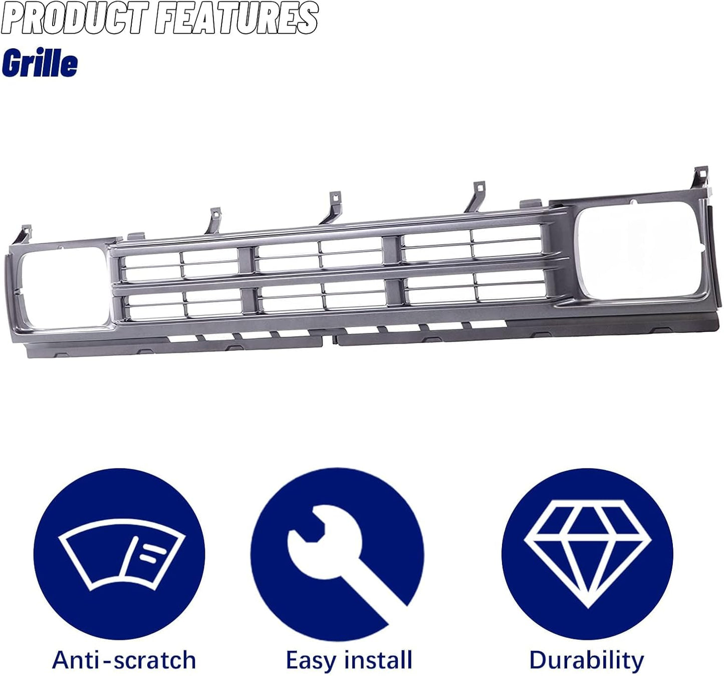 Nissan D21 Front Black Grille - Tailored for 1990-1992 Nissan D21 Base SE, with Precise Fit to 6231086G00 NI1200120