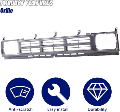 Nissan D21 Front Black Grille - Tailored for 1990-1992 Nissan D21 Base SE, with Precise Fit to 6231086G00 NI1200120