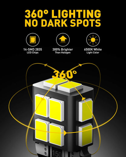 Nissan D21 License Plate 194 LED Bulb 6000K White 168 2825 W5W T10 Wedge 14-SMD Interior Car Bulbs Replacement for Dome Map Door Courtesy Trunk Parking License Plate Lights, 10 PCS