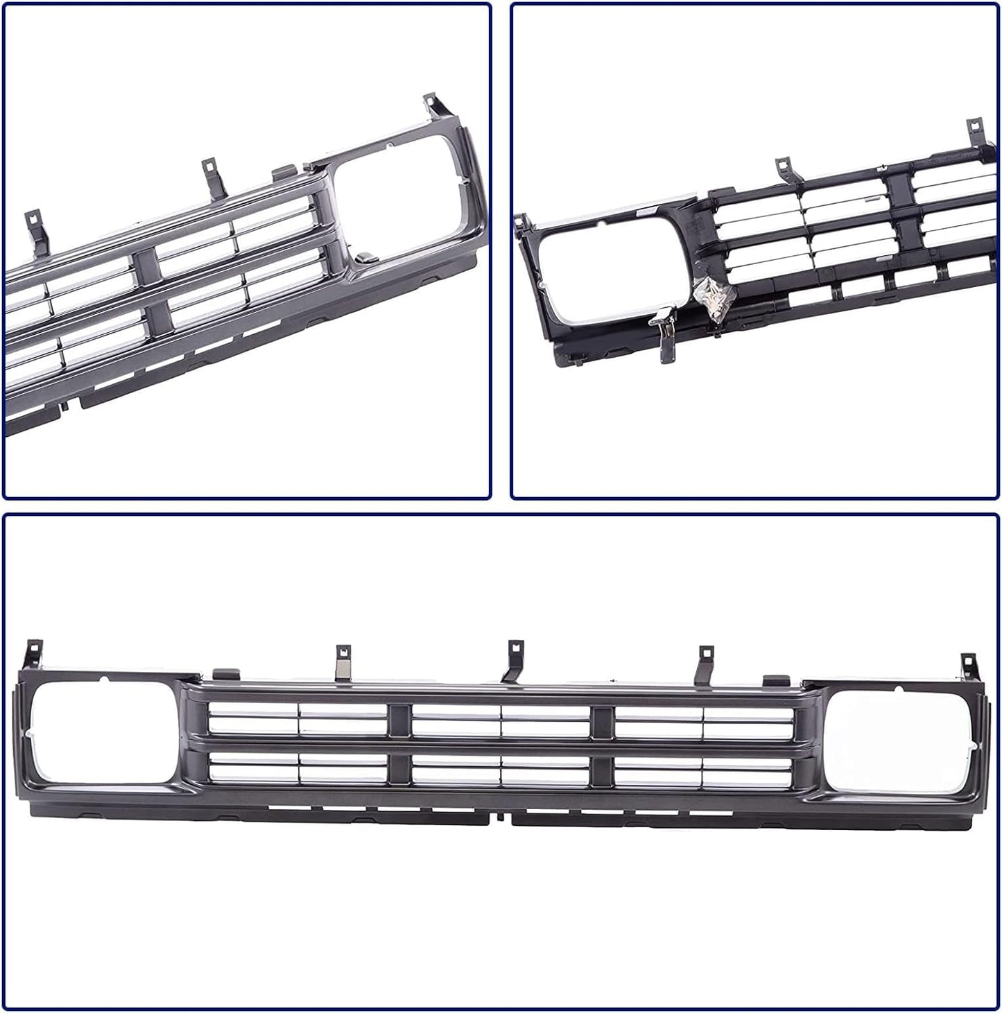 Nissan D21 Front Black Grille - Tailored for 1990-1992 Nissan D21 Base SE, with Precise Fit to 6231086G00 NI1200120