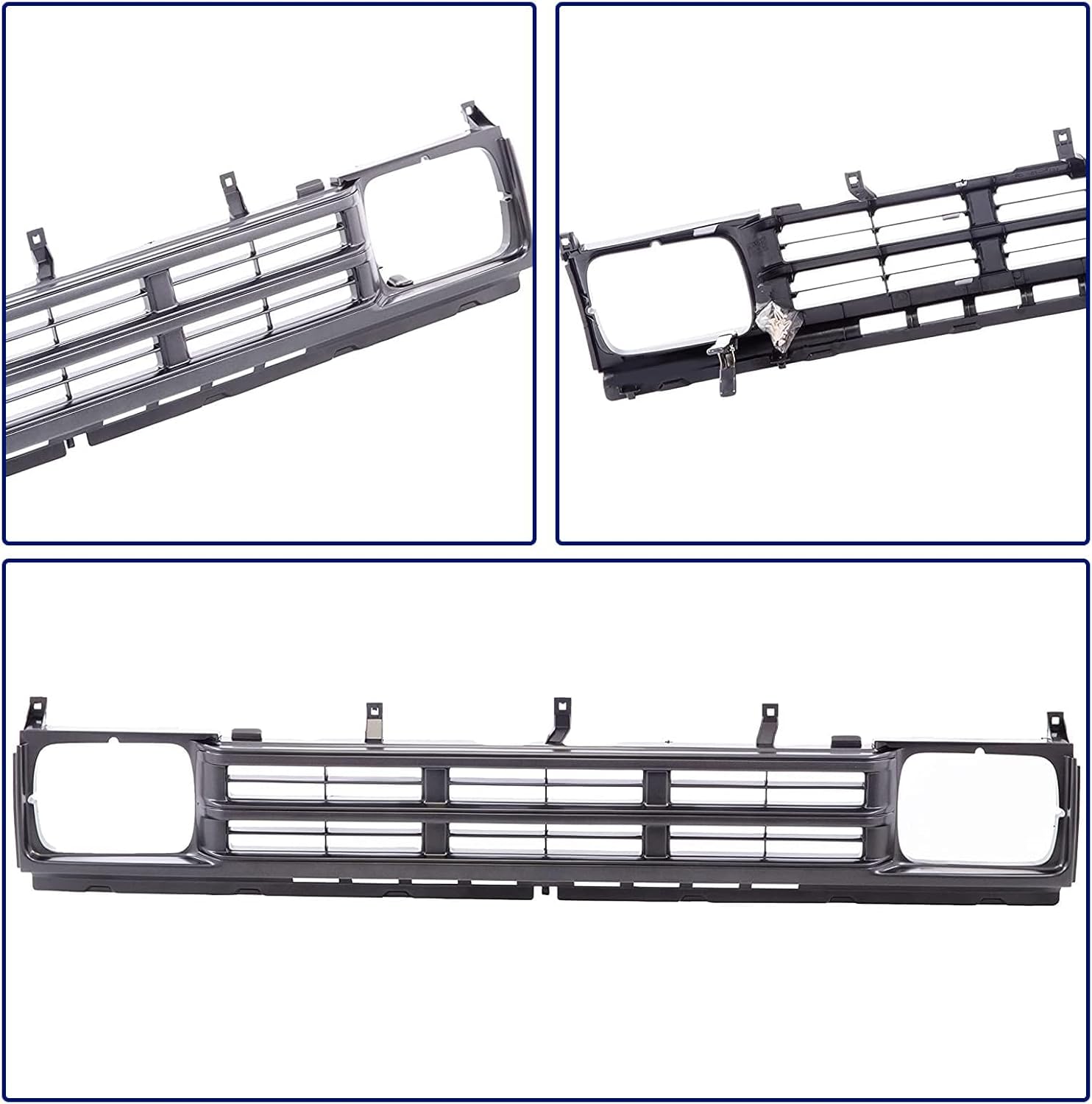 Nissan D21 Front Black Grille - Tailored for 1990-1992 Nissan D21 Base SE, with Precise Fit to 6231086G00 NI1200120