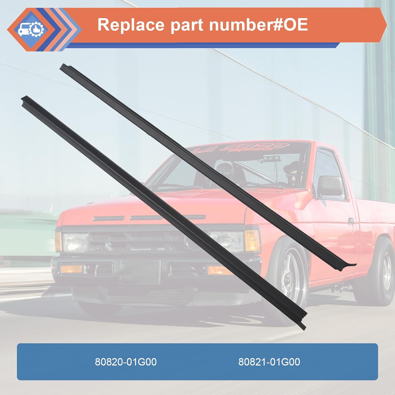 Pickup D21 Hardbody 2 Pcs Black Car Outer Door Window Moulding Trim Weatherstrip Seal Belt Compatible with Nissan Vehicle 1986-1994 Pickup D21 Hardbody, Replace#80820-01G00, 80821-01G00