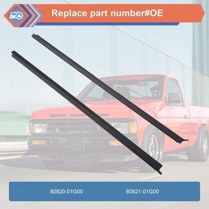 Pickup D21 Hardbody 2 Pcs Black Car Outer Door Window Moulding Trim Weatherstrip Seal Belt Compatible with Nissan Vehicle 1986-1994 Pickup D21 Hardbody, Replace#80820-01G00, 80821-01G00