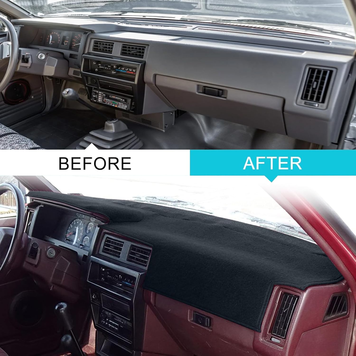 Nissan D21 Dashboard Cover Dash Cover Mat Pad Custom Fit for Nissan Pathfinder D21 Hardbody Pickup Truck 1986 1987 1988 1989 1990 1991 1992 1993 (Black)