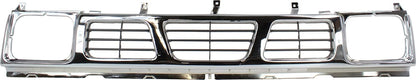 Nissan D21 Grille Assembly Compatible with 1993-1994 Nissan D21, Fits 1995-1997 Nissan Pickup Chrome Shell with Gray Insert