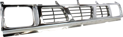 Nissan D21 Grille Assembly Compatible with 1993-1994 Nissan D21, Fits 1995-1997 Nissan Pickup Chrome Shell with Gray Insert