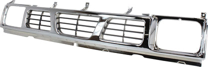 Nissan D21 Grille Assembly Compatible with 1993-1994 Nissan D21, Fits 1995-1997 Nissan Pickup Chrome Shell with Gray Insert