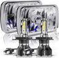 Pair 7X6" 5X7" LED High/Low Beam for 1995-1997 Nissan Pickup Hardbody,5X7 7X6 Inch Diamond Crystal Clear Semi Sealed Beam Glass Lens Housing Headlights,H4 LED Bulbs,6000K Cool White