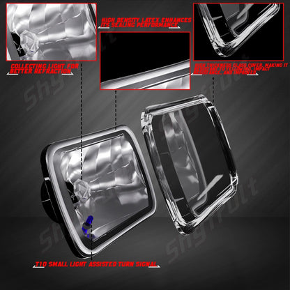 Pair 7X6" 5X7" LED High/Low Beam for 1995-1997 Nissan Pickup Hardbody,5X7 7X6 Inch Diamond Crystal Clear Semi Sealed Beam Glass Lens Housing Headlights,H4 LED Bulbs,6000K Cool White