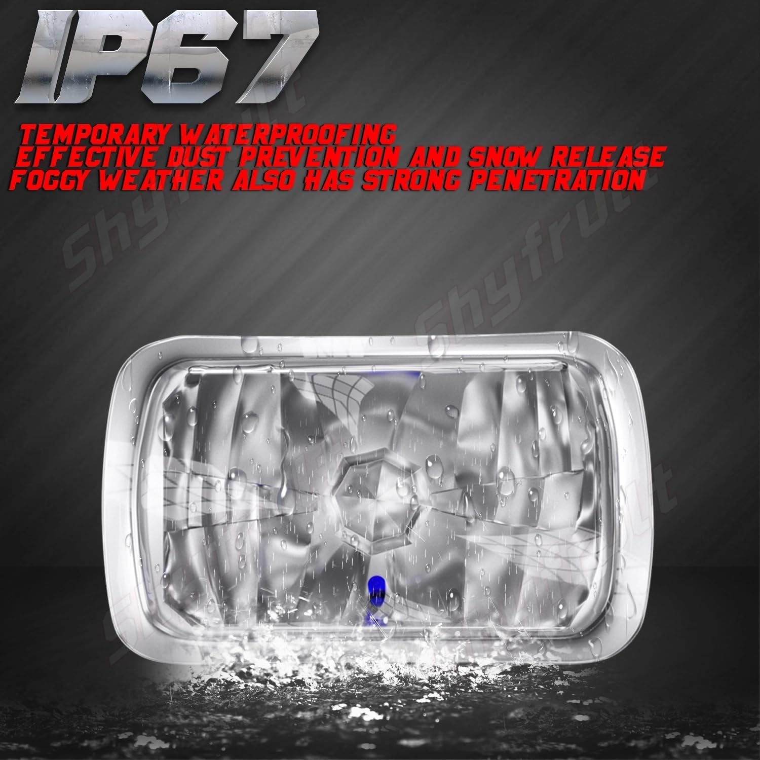 Pair 7X6" 5X7" LED High/Low Beam for 1995-1997 Nissan Pickup Hardbody,5X7 7X6 Inch Diamond Crystal Clear Semi Sealed Beam Glass Lens Housing Headlights,H4 LED Bulbs,6000K Cool White