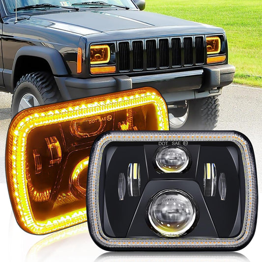 5X7 Led Headlight 110W 7X6 Led Headlights Hi/Low Sealed Beam H6054 Led Headlights Compatible with Jeep Wrangler YJ Cherokee XJ Ford GMC Toyota Nissan Dodge Plymouth Chevrolet Etc